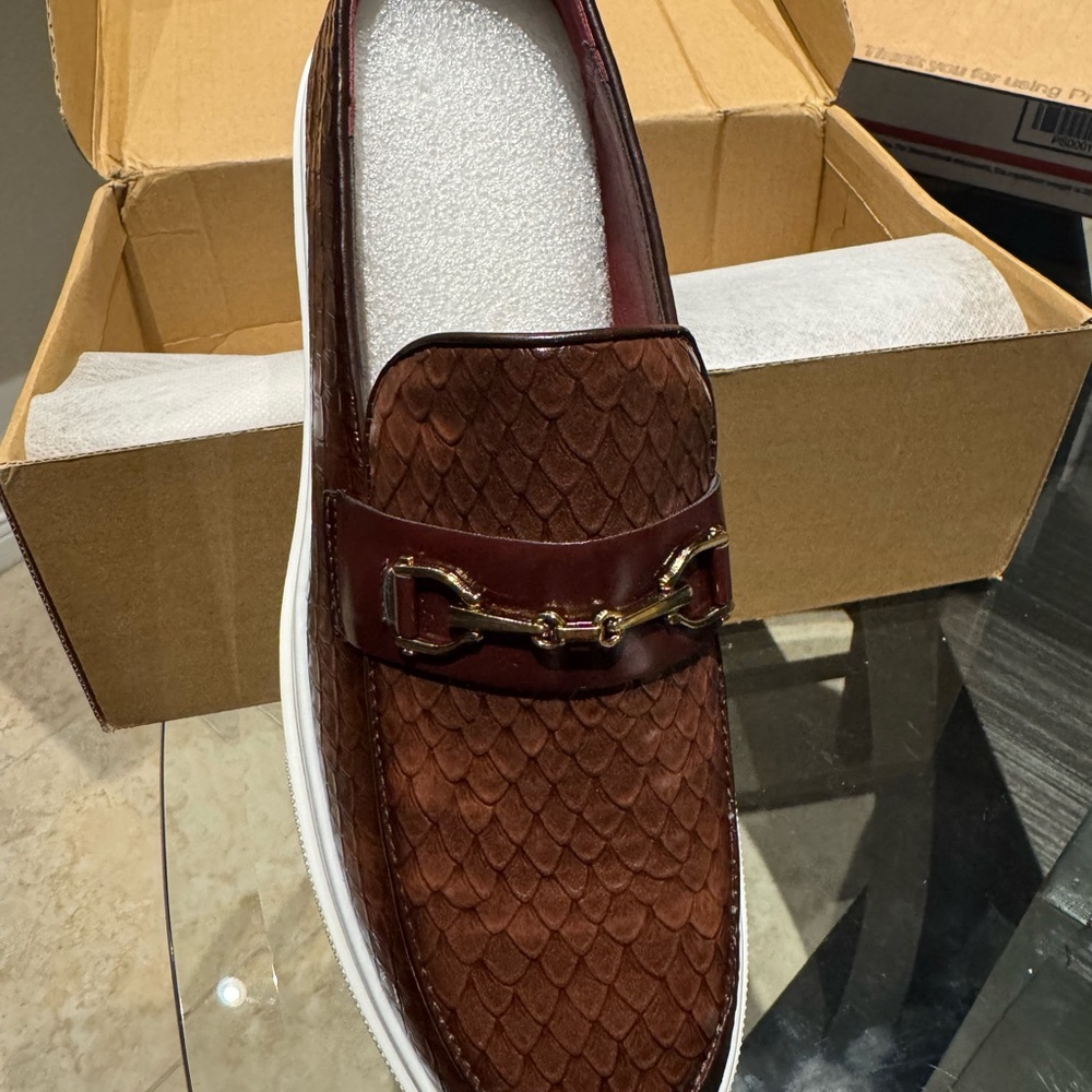 Men's Brown Loafers with Gold Accent